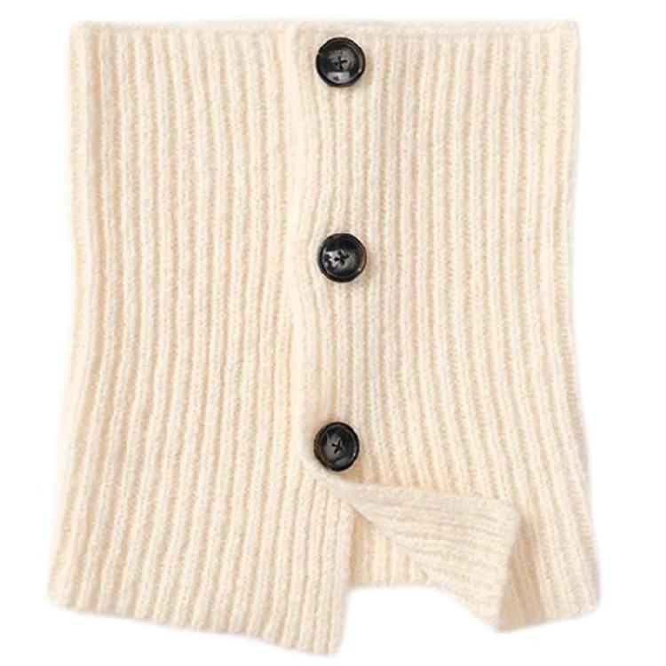 Buttoned Knitted Neck Scarf Neck Wrap for Winter Warmth Trendy Neck Gaiter Shoulder Wrap Neck Shawl for Women Travel