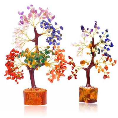 Set of 2 Seven Chakra Tree Crystal Tree for Positive Energy Crystals Chakra Tree of Life Decor Good Luck Gifts Housewarming Gifts Handmade