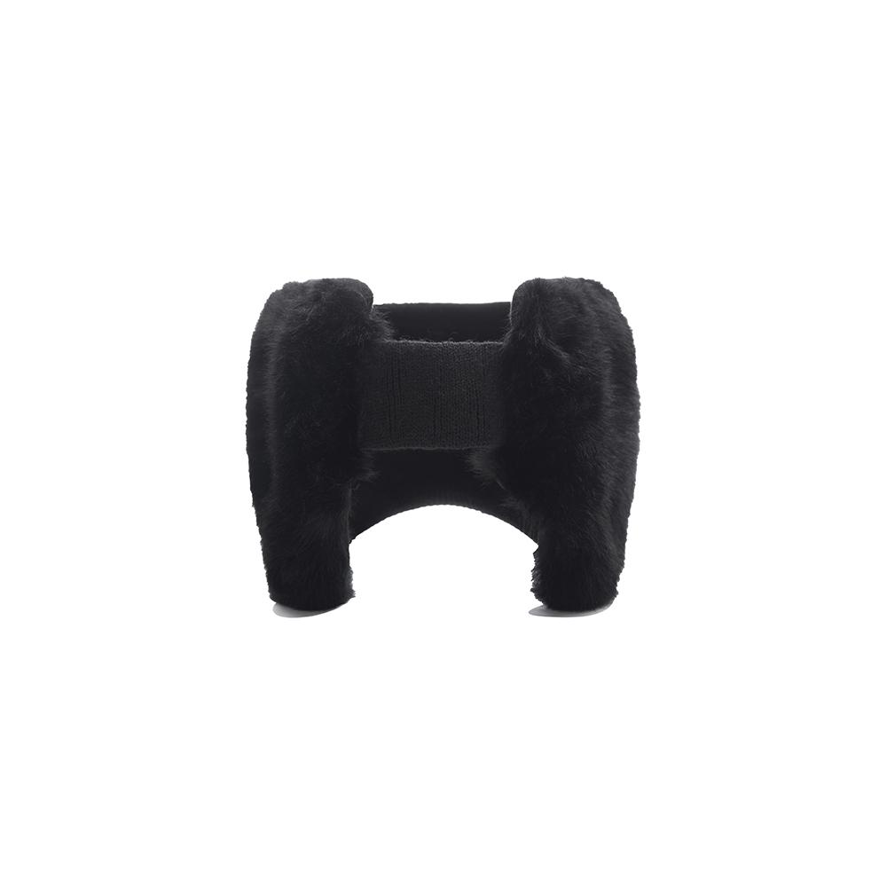 MALBON GOLF Knit Fur Ear Muff Visor Black (Woman)