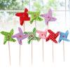 18pcs Cake Toppers Mini Pinwheel Cupcake Picks Adorable Party Food Decor Birthday Baby Shower Wedding Toothpick Windmill