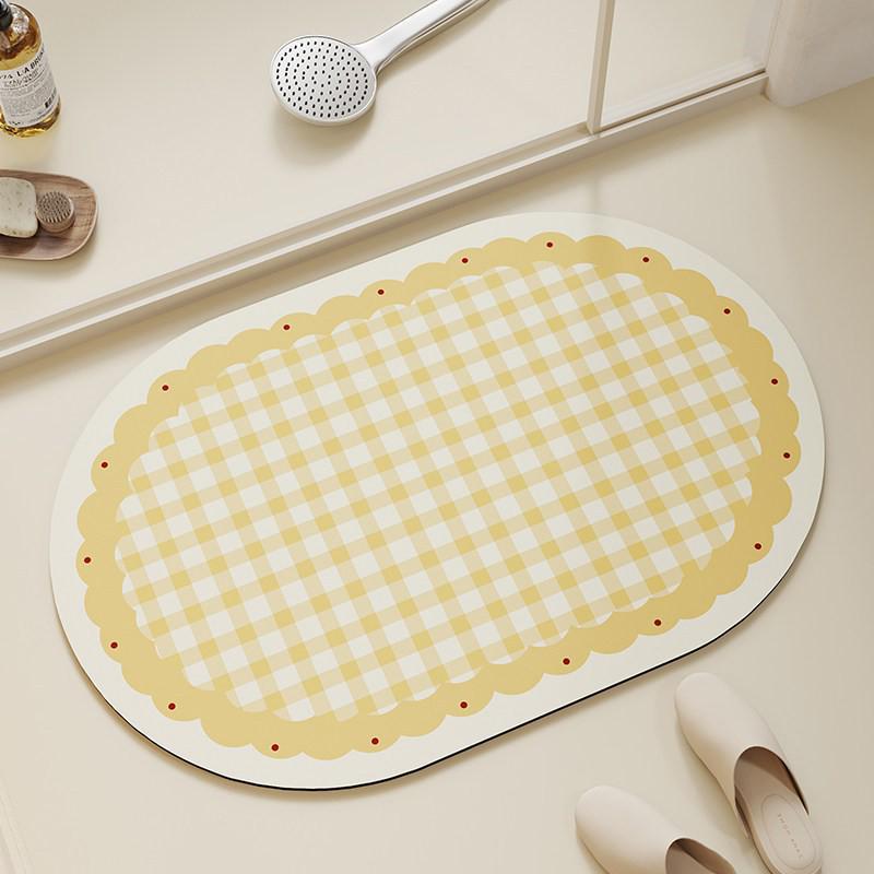 Anti-Rutsch-Badezimmertür-Matte im Cremestil - Wasserabsorbierend für den Toiletteneingang