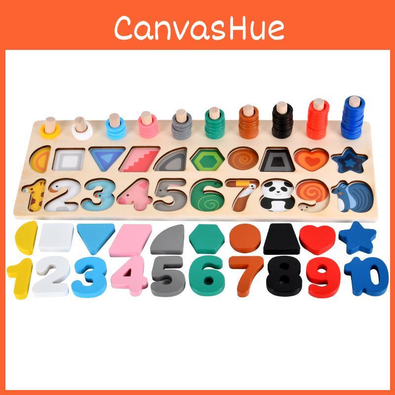 Wooden Rainbow Circle Number Board For Toddler Shape Recognition And Puzzle Play