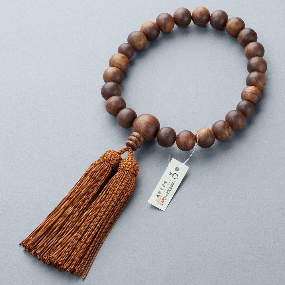 Buddhist Altar Shop Takita Shoten Buddhist Prayer Beads for Men, Sandalwood (Matte), 22 Beads, with Prayer Bead Bag, Suitable for All Sects, Kyoto