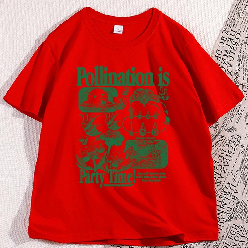 

Bee Pollination Vintage TShirt Retro Flower Graphic Tee 90s Botanical Science Nature T Shirt Loose Short Sleeve Cotton Tshirt S