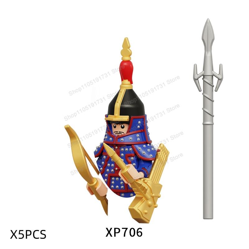 MOC Chinese Soldier Figures Building Blocks Shangzhou Dynasty Qin Dynasty Castle Warrior Knights Army Accessories Bricks Toys