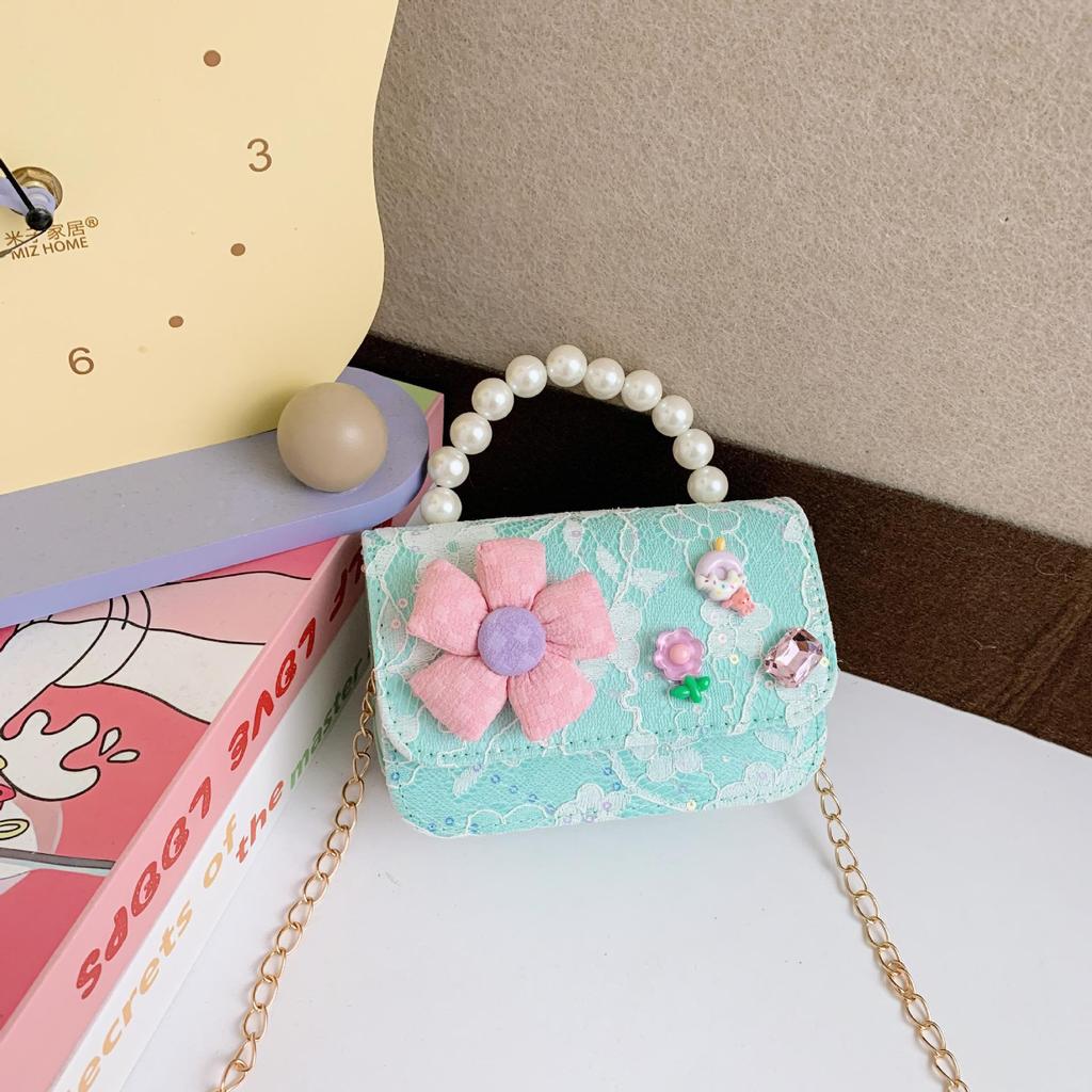 Koreanische Kamelie Schleife Perlen Schulter- und Crossbody-Tasche für Kinder