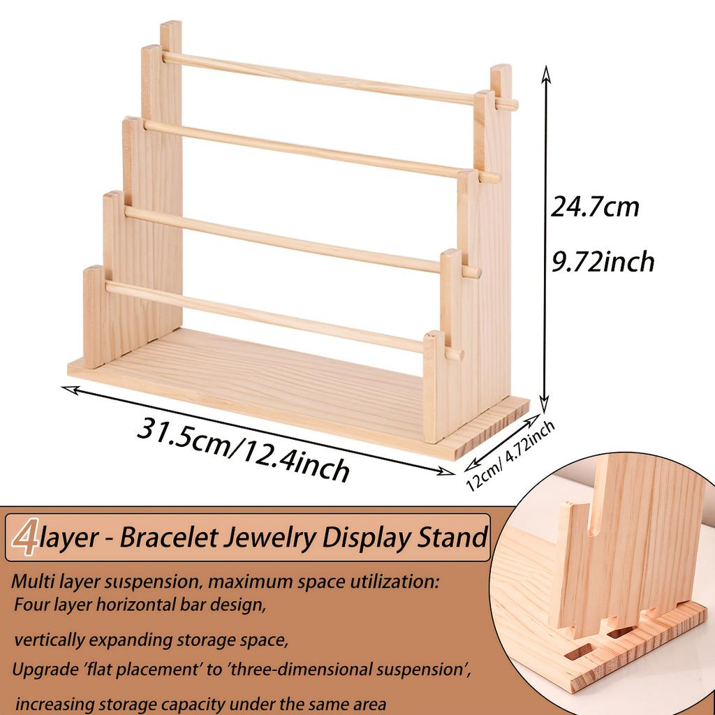 1pc multi-functional wooden bracelet tiered display stand headband hairbandjewelry hanging rack bracelet displayprop festivegift