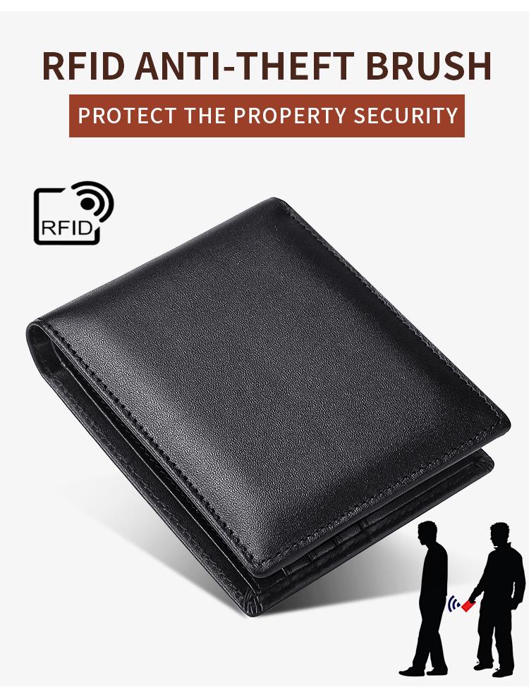 Men's Genuine Leather RFID Blocking Multi-Card Wallet with Coin Purse