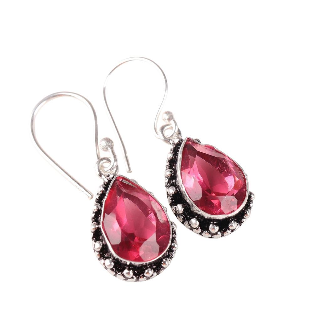 Rosa Turmalin Edelstein 925 Sterlingsilber Schmuck Ohrringe 1,41" Für Frauen EE-97-16