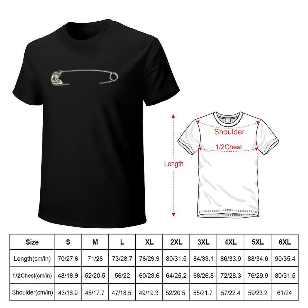 Safety Pin T-Shirt Tees Aesthetic Clothing Vintage T Shirts Black T-Shirts For Men