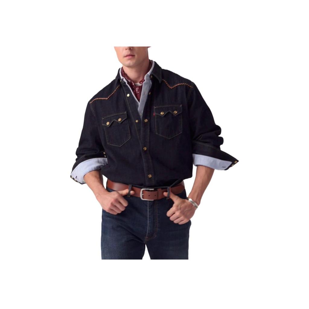 Levis SS25 New Year Limited Edition Double Pocket Design Button Closure Single Breasted Denim Jacket Men Jackets Dark-Blue 0036J-0000