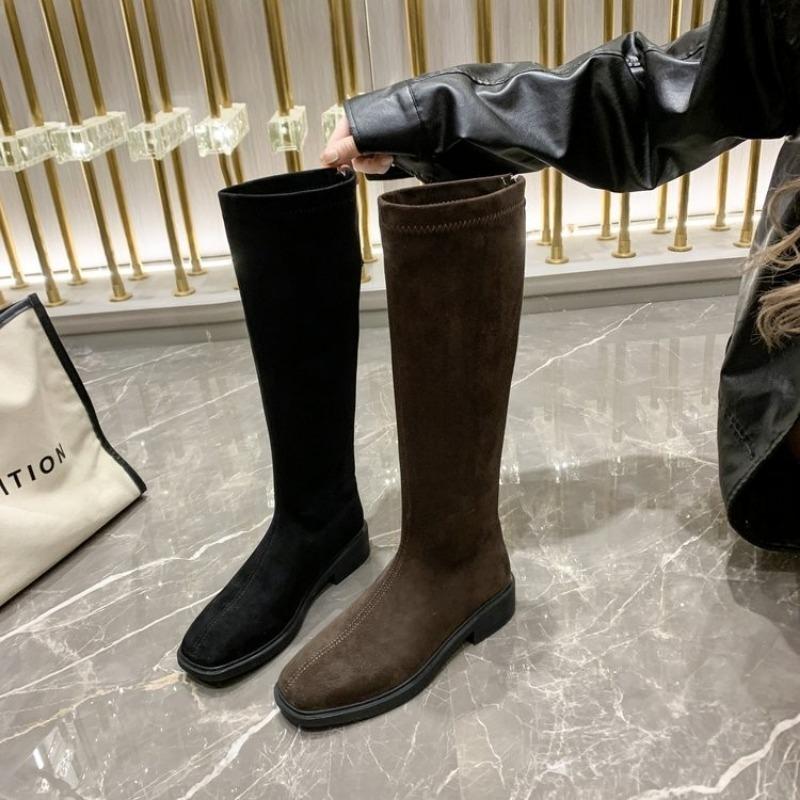 Brand Women's Boots Square Toe Chunky Heel Riding Boots for Women Platform Shoes Outdoor Casual Dress Women's Knee High Boots
