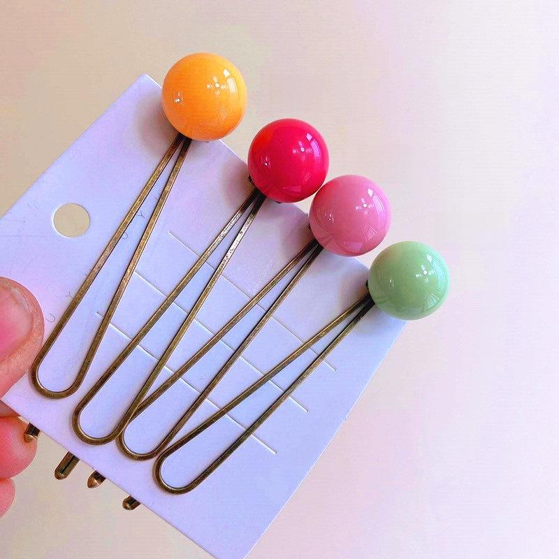 Retro Korean Sugar Bean Hairpin: Colorful Beaded Clip for Adult Bangs