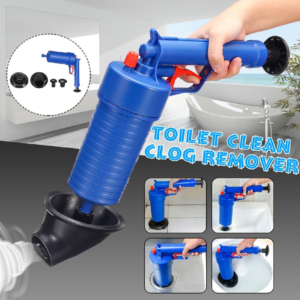 

4 Suction Cups High Pressure Air Power Drain Blasters Powerful Manual Sink Plunger Opener Pump for Bathroom Toilets blue