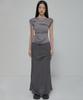 Peulleeoeob Asymmetrical Draped Strap Roll-Up T-Shirt (Fl-170_Dark Gray)