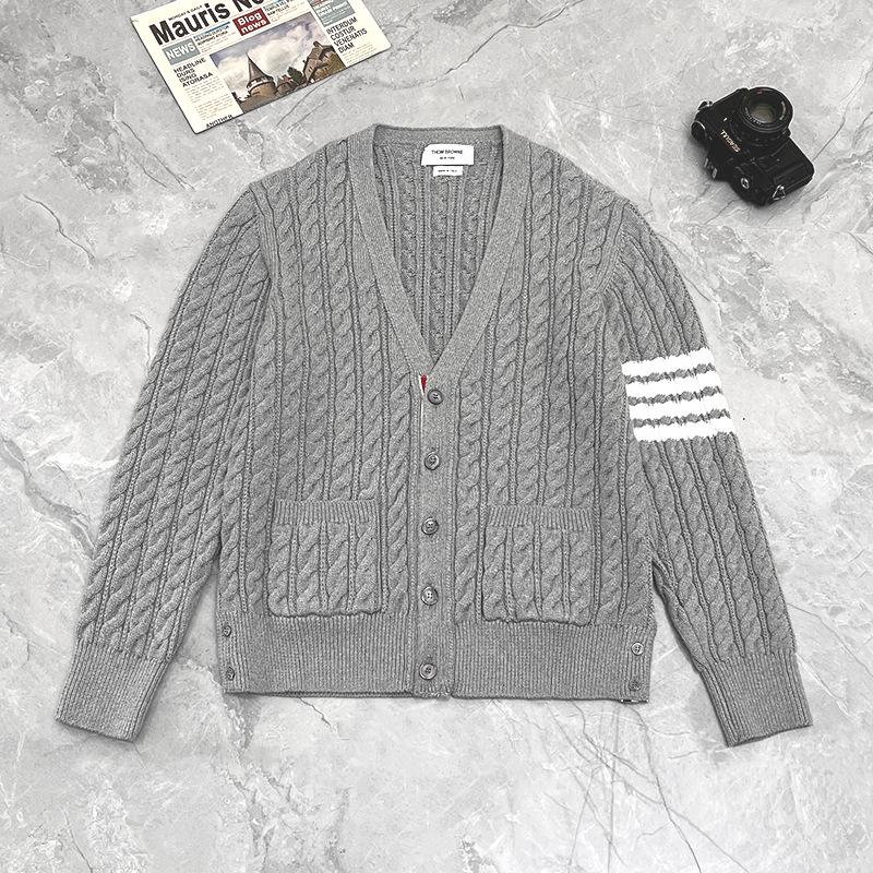 TB Высокая версия Осенний вязаный кардиган с четырьмя косами Унисекс - Классический и универсальный свитер Size 2 серый 6450₽