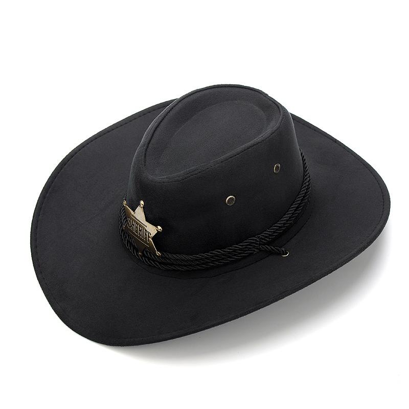 INS Unisex Moterys Vyrai Imitacija Zomša šešiakampė žvaigždė Šerifas plataus krašto apsauginis kremas nuo saulės Kepurėlė Beach Cowboy Cowgirl Vakarų kepurė