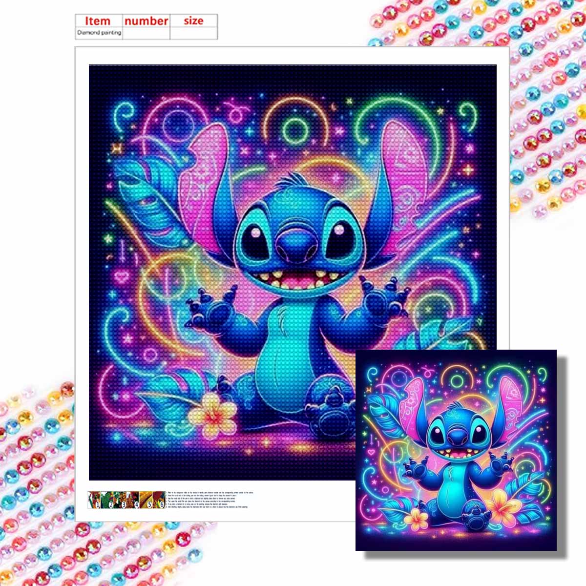 

Полная круглая алмазная живопись Изумленный Стич Искусство Стразы Картина Мозаика DIY 5D Вышивка крестом Домашнее украшение Round 30x30cm