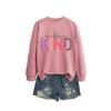Womens Oversized Cotton Hoodie With Be Kind Cutout Letter Print Fall Winter Casual Sweatshirt