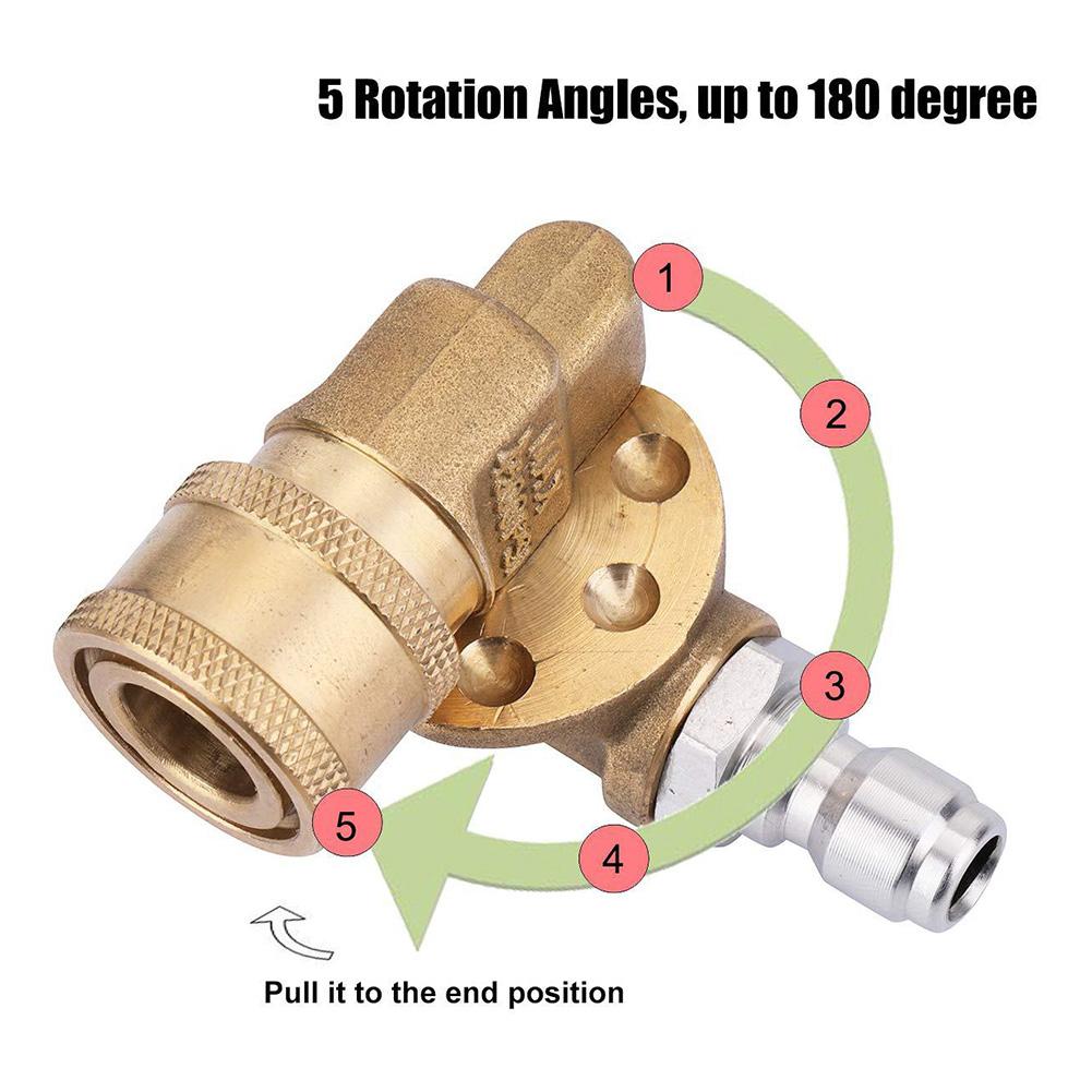 4500 PSI Pivoting Coupler With 1/4" Quick Connection Adjustable Nozzle High Pressure Washer Attachment Adaptor For Car Cleaning