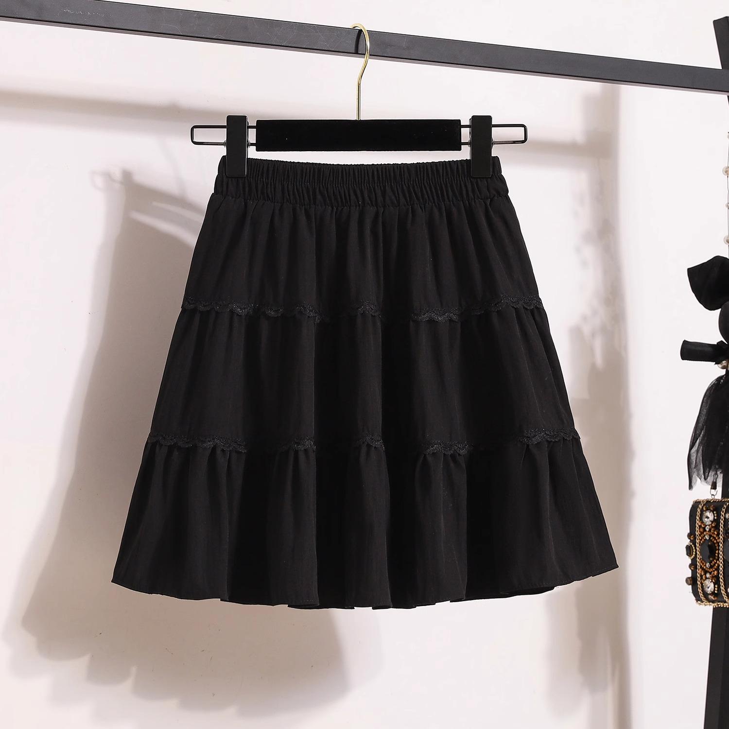 

Женская миди-юбка А-силуэта с высокой талией, милая белая, в стиле «маленький пышный» для лета 2025 L