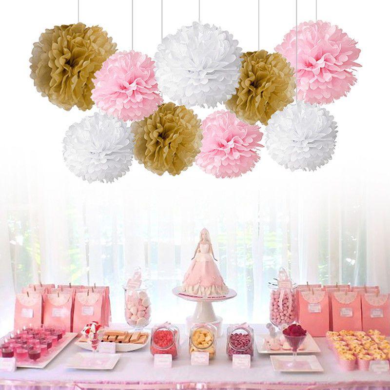 9pcs 8 10 Tissue Paper Pom Poms Ball Wedding Birthday Party Baby Decor Room