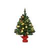 HOMCOM Small Christmas Tree, Mini Christmas Tree with Holly Berries, Baubles and LED Lights, Green PVC Table Decoration Diameter 40 X 60 Cm