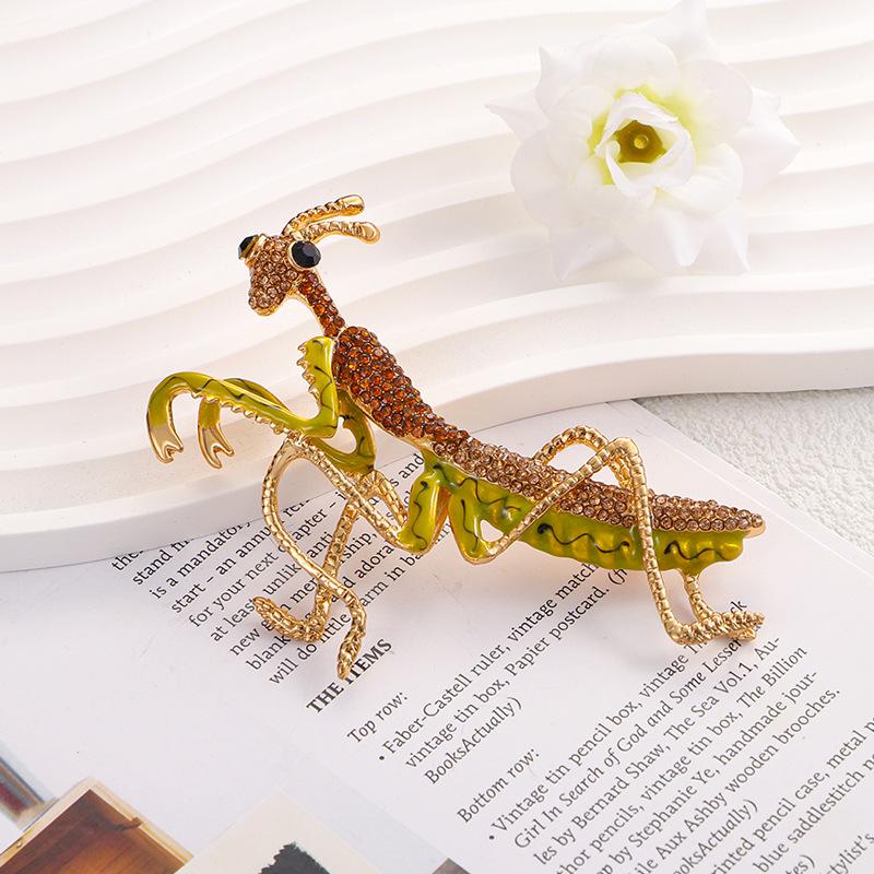 Mantis Vintage High-end Exquisite Light Luxury Insect Temperament Retro Brooch 2*5CM