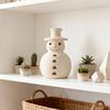 Handmade Terracotta Snowman Figurines White Clay Winter Decor Holiday Rustic Ornament Indoor Outdoor Christmas Decoration