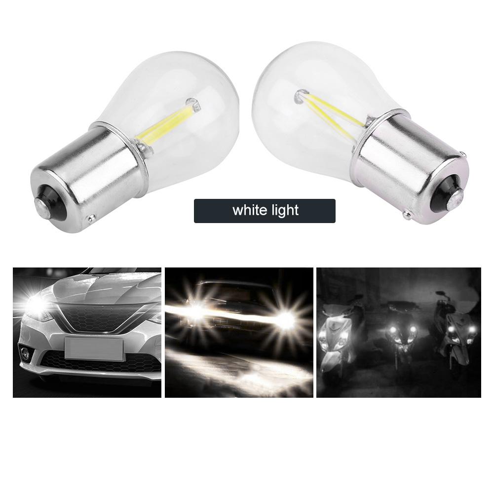 Pair of 1156 Glass Strobe COB LED Car Turn Signal Reverse Light Tail Brake Bulb White Light