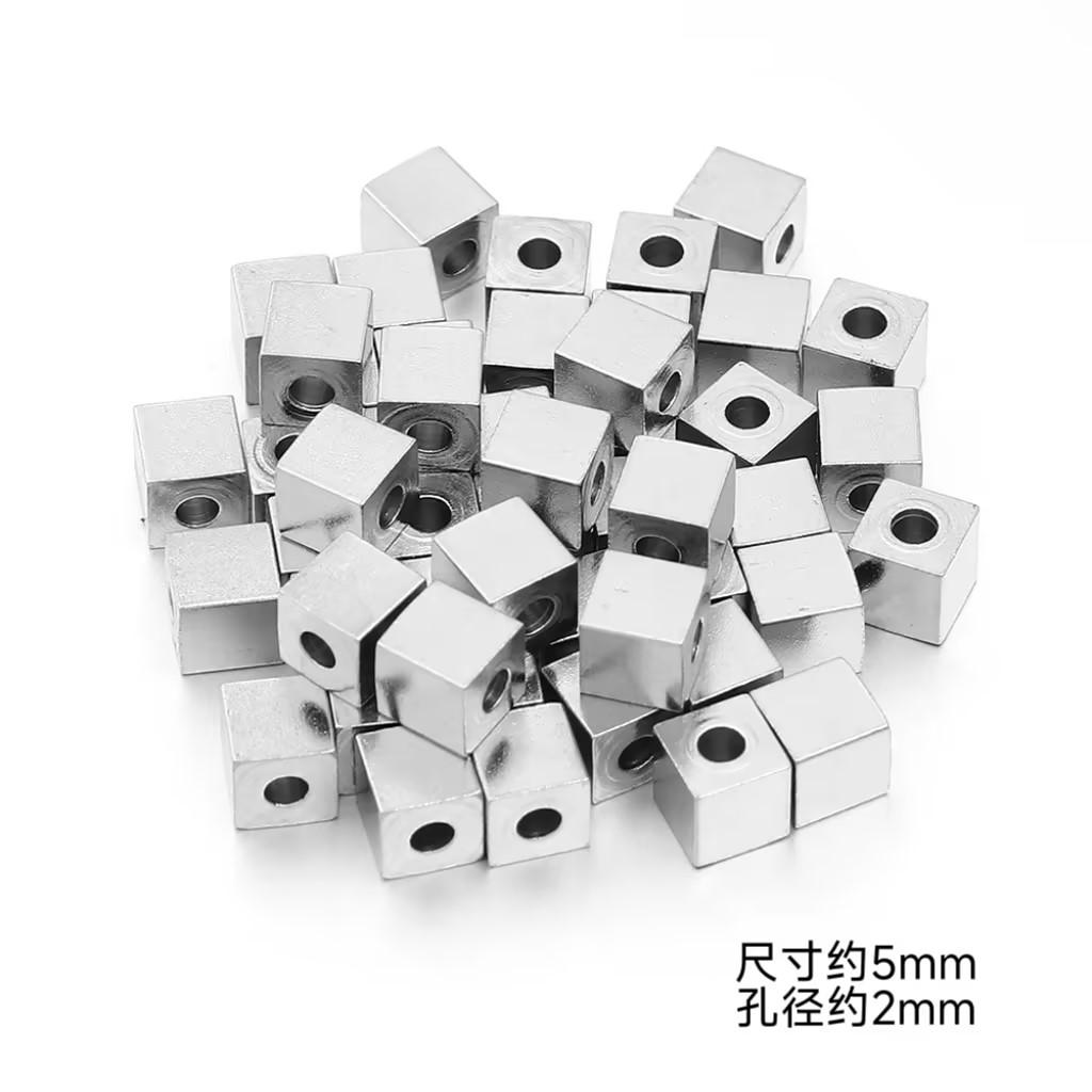 50Pcs 2.5 3 4 5 6mm Stainless Steel Beads Cube Spacer Beads Square Loose Beads For DIY Jewelry Making Necklace Bracelet Supplies