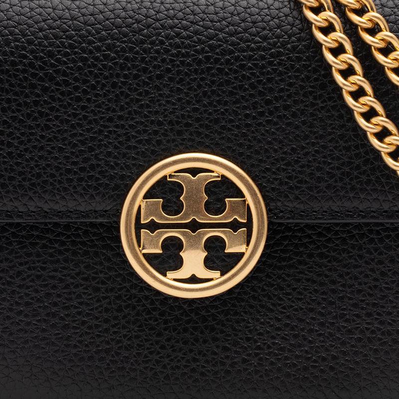 Tory Burch Olivia Flap Pebbled Leather Chain Shoulder Bag Mini Women Shoulder Bag Black 141659-001