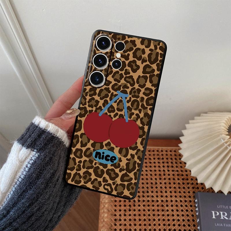 Capa de leopardo para iPhone Samsung A55 A35 M34 S24 Xiaomi Redmi 13 Pro 14C Huawei Honor à prova de choque para telefone, preto fosco TPU anti-riscos, totalmente coberto