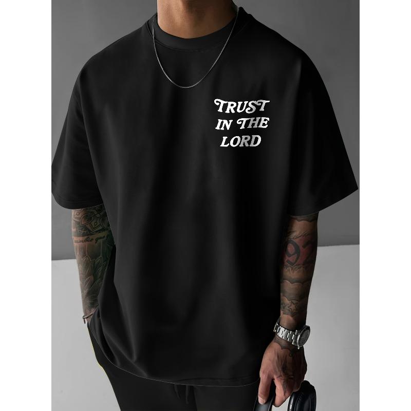 Men's Fashion Creative Design Trust Print Casual Versatile Summer Short-Sleeve T-Shirt