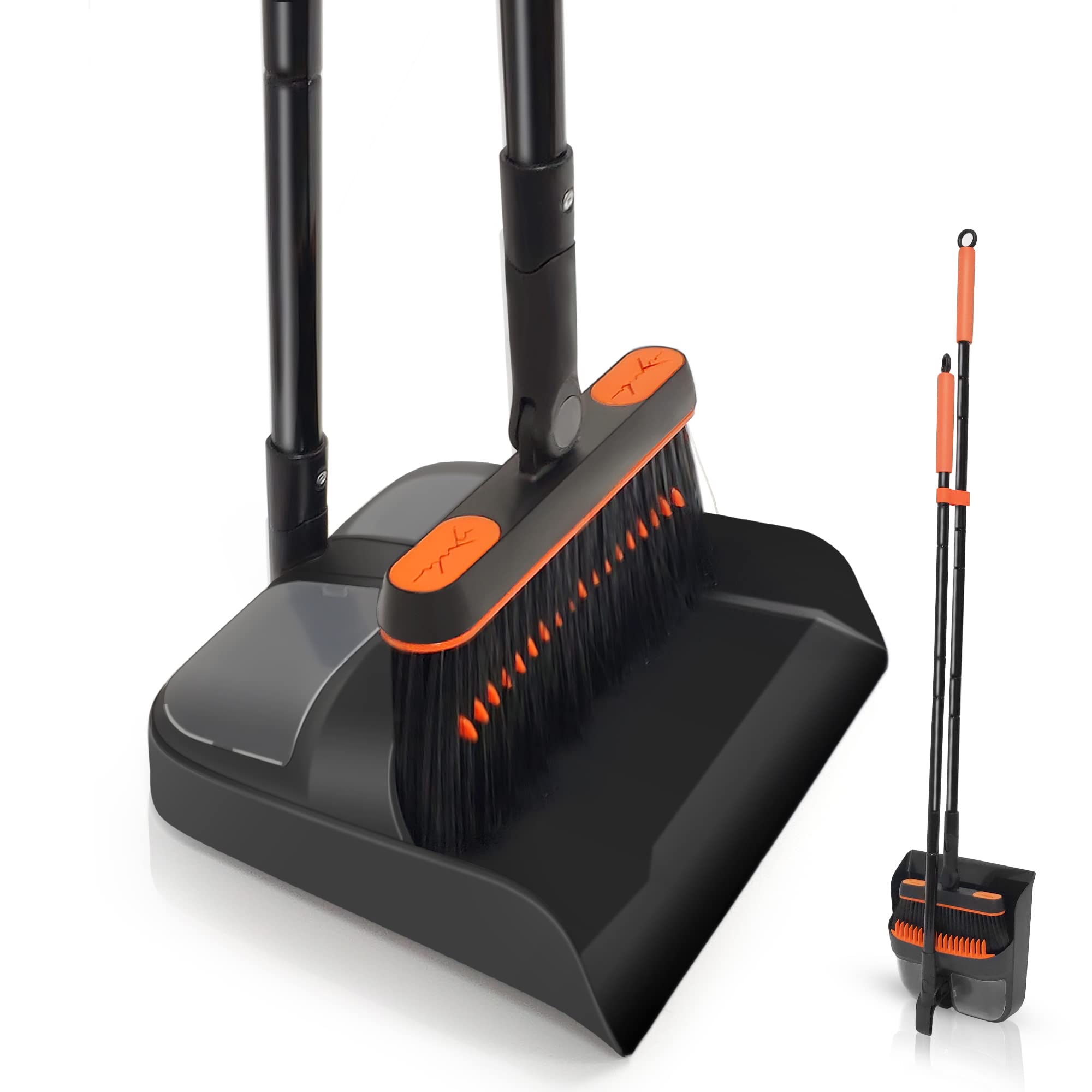 

JEHONN Broom and Dustpan Set, 108cm-138cm Long Handle, Lightweight, 180-Degree Rotating, Self-Standing Cleaning Tool, Windproof, Ideal for Indoor, Ent