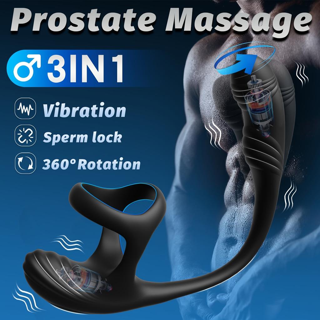 APP Controlled Prostate Massager Vibrating Cock Ring Rotating Anal Vibrator Delayed Ejaculation Cock Ring Male Sex Toys