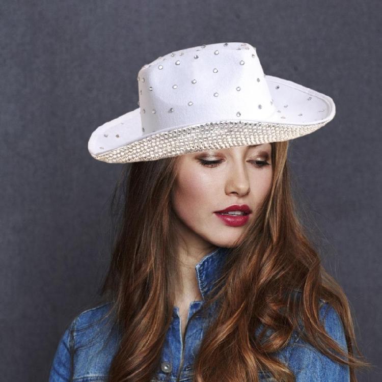 Cowgirl Hat Sparkly Cowboy Hat Panama Hat for Parties Music Festivals