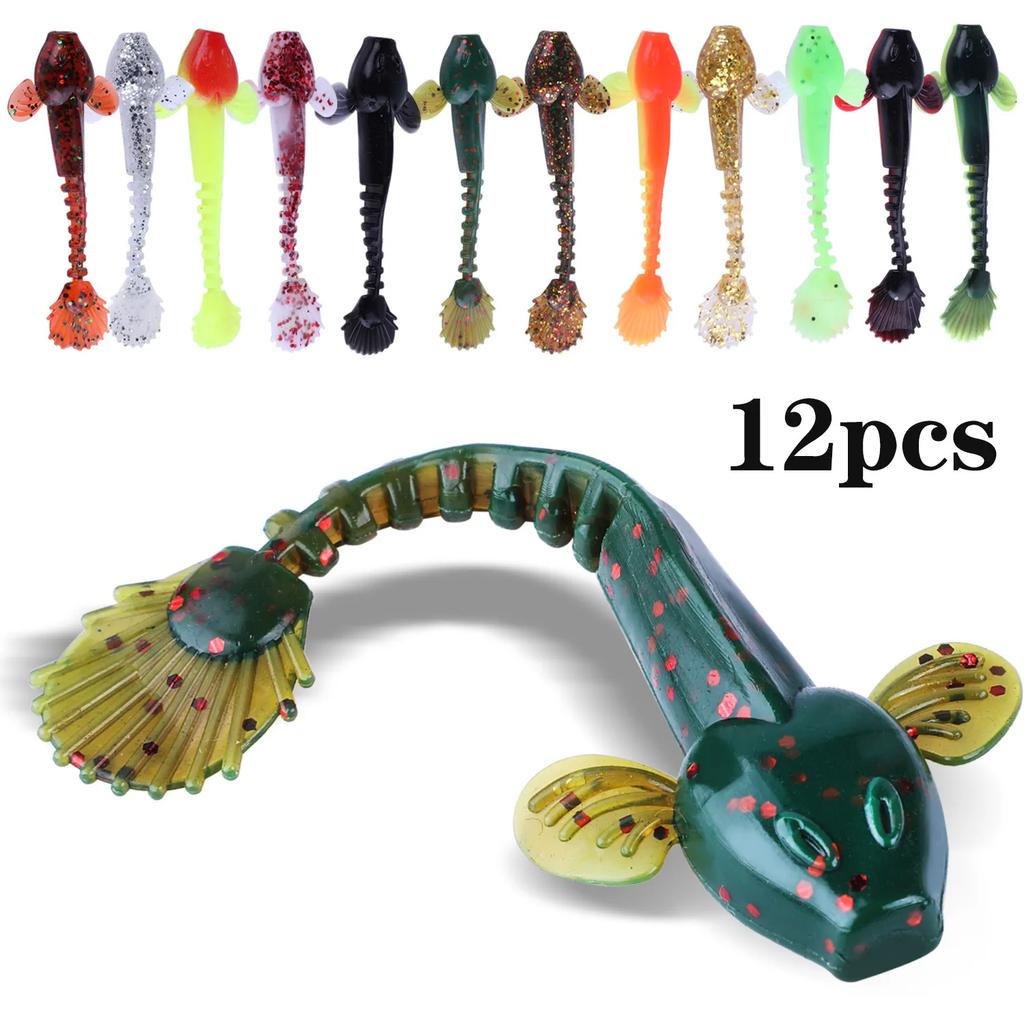 Soft Lure 4.5g 3.5in 90mm 12PCS/Lot Fishing Swimbait Lure Set Tail Worm Saltwater/Freshwater Fishing Baits