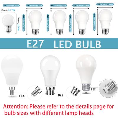 4PCS LED Light Bulbs 220V 6W 9W 12W 15W 20W LED Bulb Energy Saving LED Bulbs E27 E14 B22 Standard Base Lighting