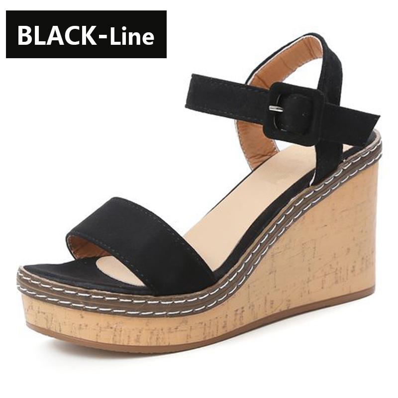 Aphixta Wedge Sandals Peep Toe Buckle Shoes Woman Platform 10cm Cool Summer Super High Heel Shoes Female