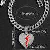 Street Hip Hop Personality Broken Crack Love Pendant Lanyard Hiphop15Mm Clasp Cuban Chain Men
