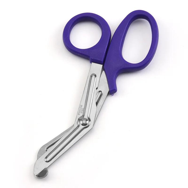 Stainless Medical Rescue Scissors Plastic Handle Steel Wound Gauze First Aid Scissors Practical Outdoor Nurse Scissors Hand Tool