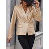 Women's Double Breasted Blazer PU Leather Moto Jacket