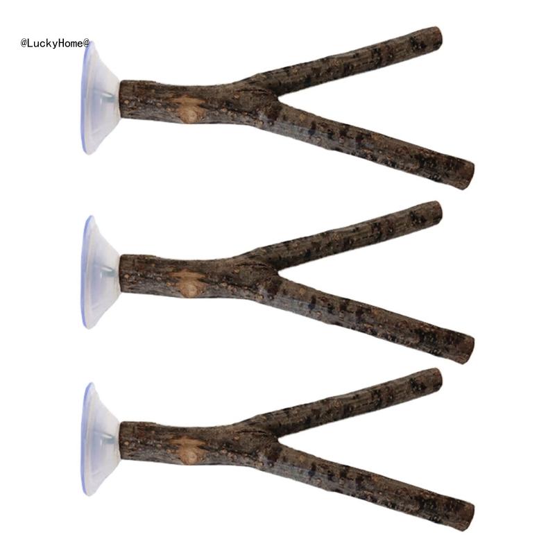 3lots Birds Perches Stand Suction Cup for Window Parrots Shower Perches Stand 11UA