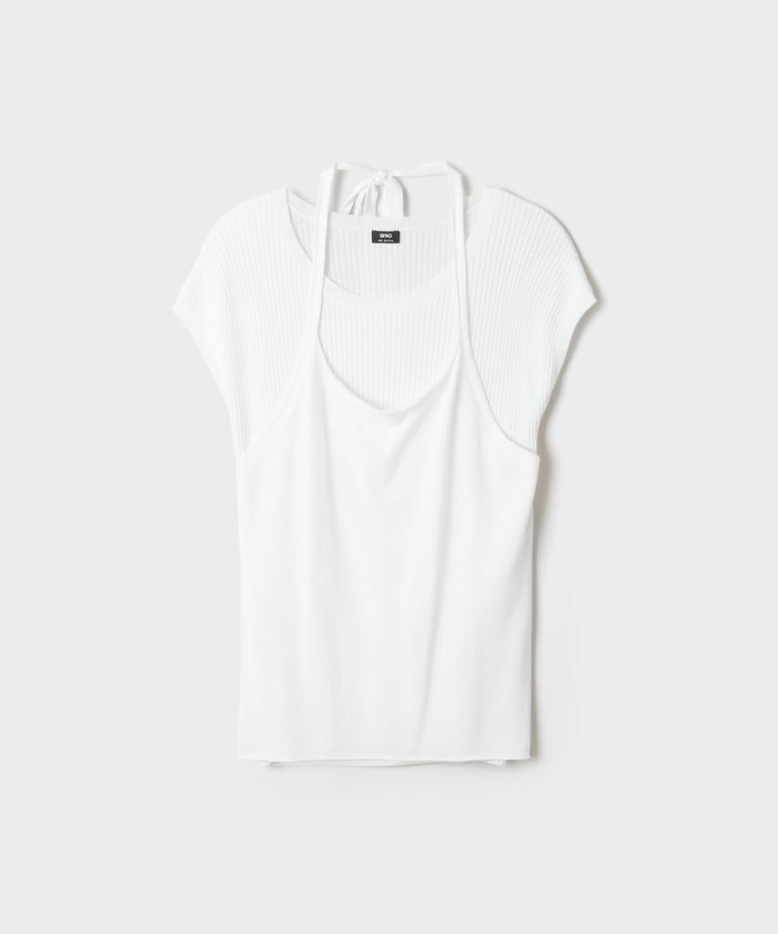 Seupao Halter Neck Layered Short Sleeve Knit_Spkwg25W92