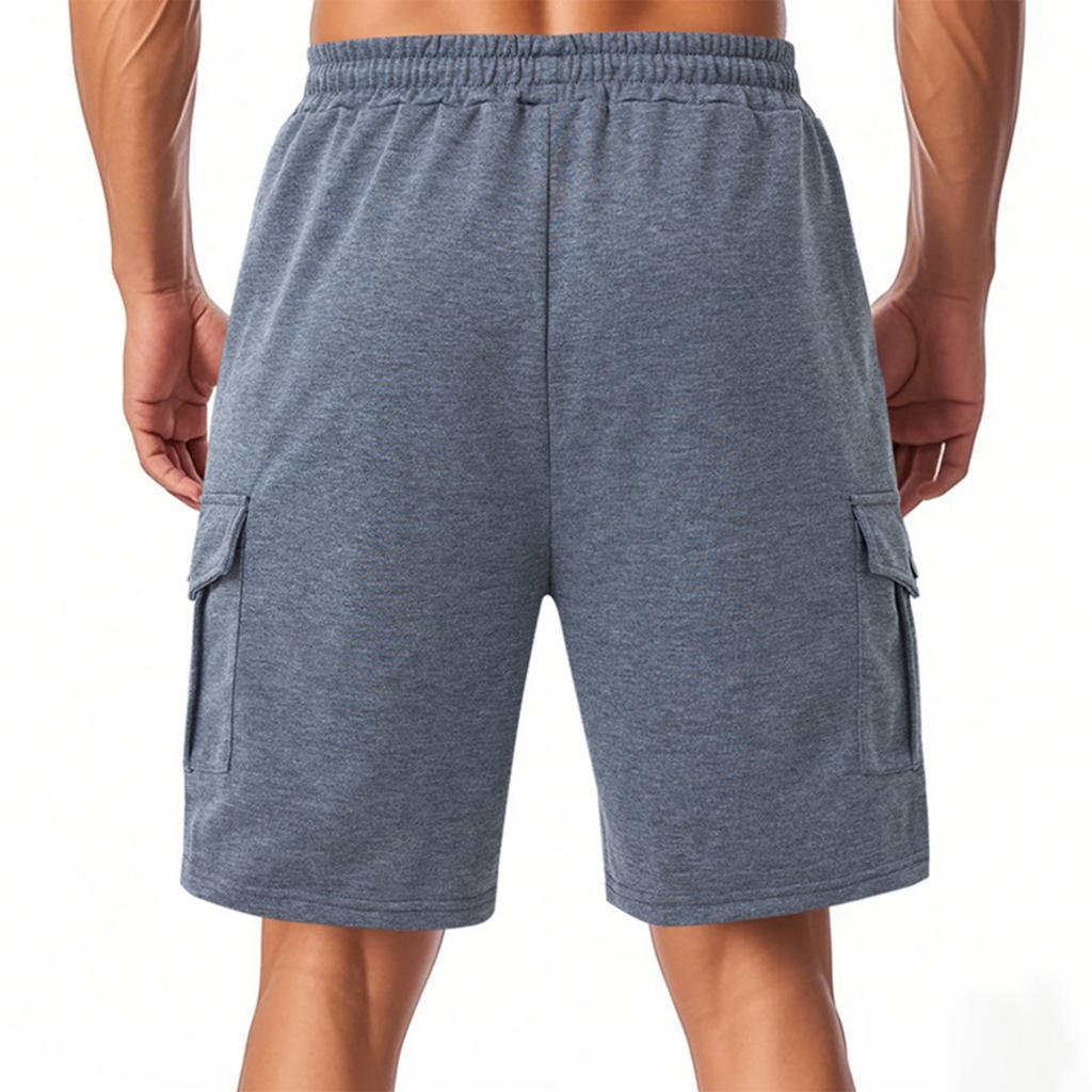 Men's Casual -color Sportswear Shorts, Men's Multi-pocket Drawstring Shorts