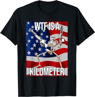 NEU WTF Ist Ein Kilometer US USA Amerikanische Flagge Skelett Lustiges T-Shirt Tops Tee S-4XL