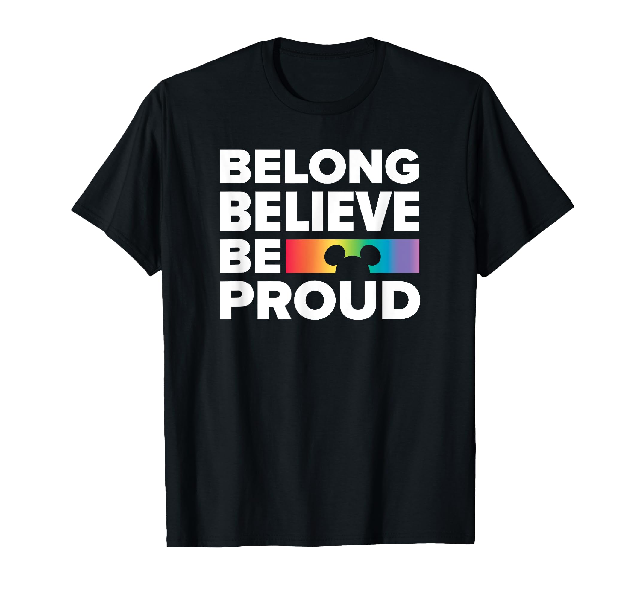 Disney Mickey and Friends Belong Believe Rainbow Gradient T-Shirt