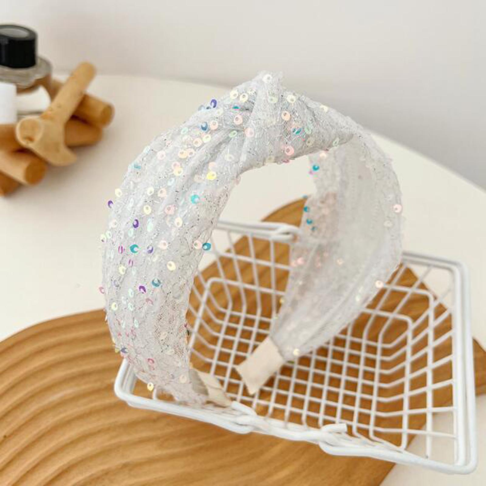 

PROLY Новая Модная Повязка На Голову Для Женщин Блестящая Сетка С Пайетками Повязка На Голову Для Девочек Тюрбан С Узлом Посередине Головной Убор Аксессуары Для Волос