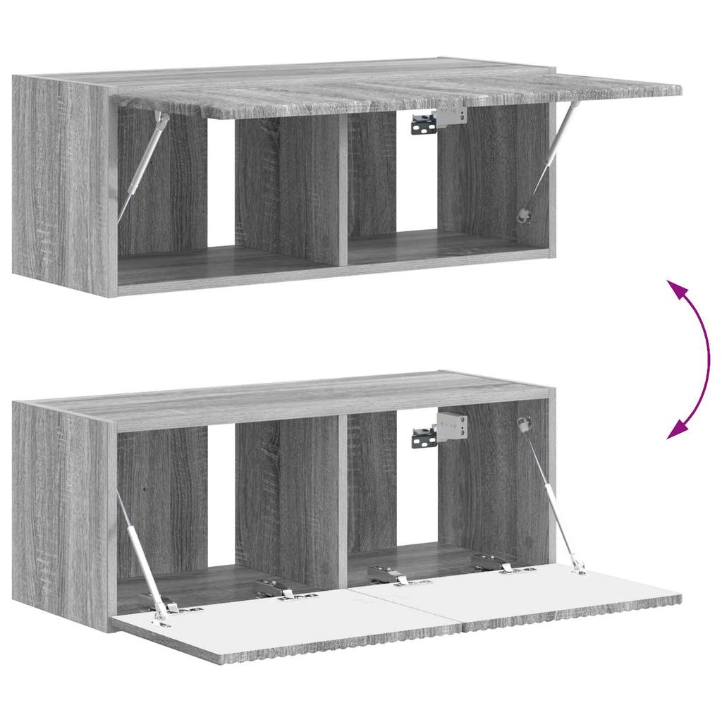 Wall Mounted TV Cabinet Set 4 pcs Grey Sonoma Wood Based Material